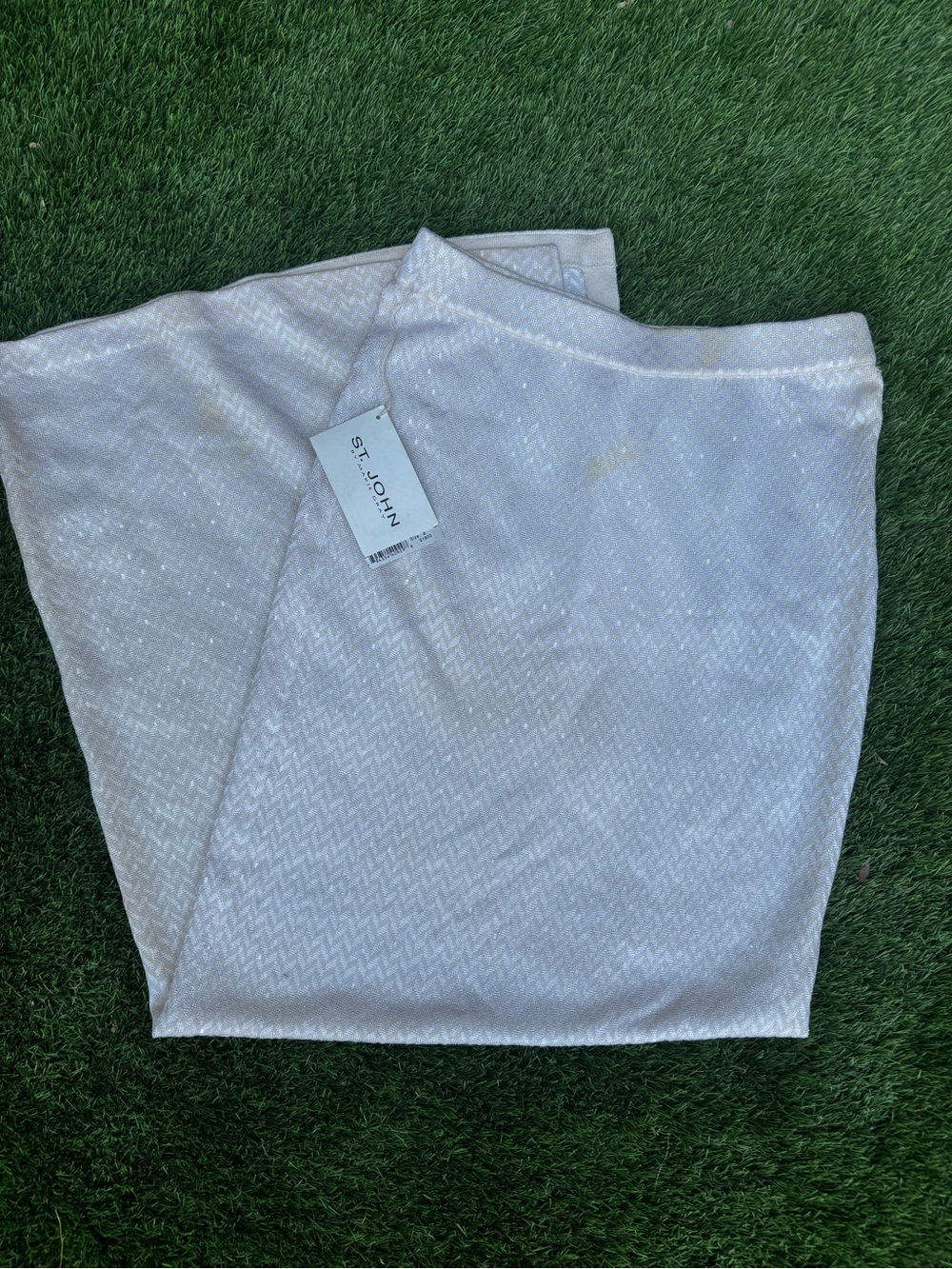 St. John cream and white maxi skirt with irredescent details
